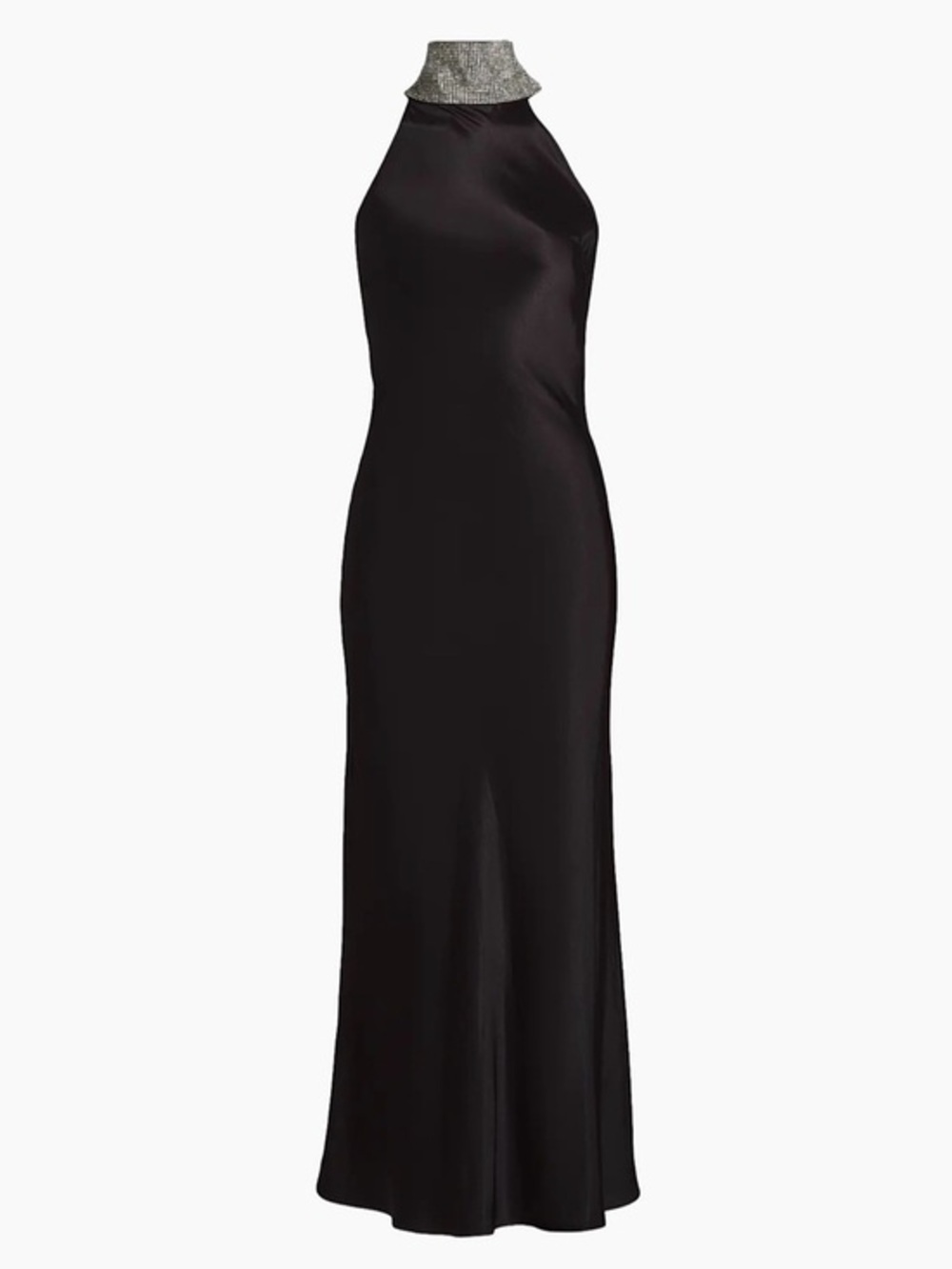 Generation Love Riella Crystal-Embellished Satin Halterneck Maxi-Dress Size M